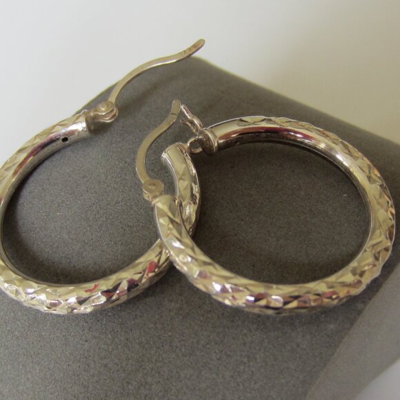 Sterling Silver Large Hoop Earrings - Picture 2 of 7